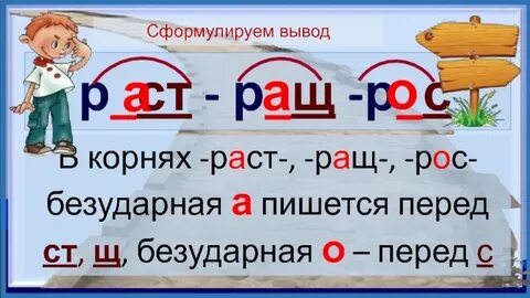 Росли гласная корня