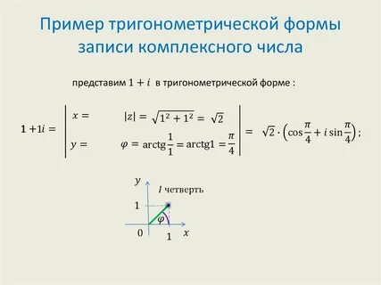 Записать число в тригонометрической форме