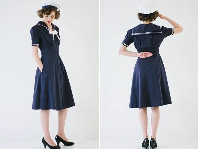 Винтажные платья в морском стиле. Платье в матросском стиле. Sailor dress. Sailor dress. Платья лето в матросском стиле.