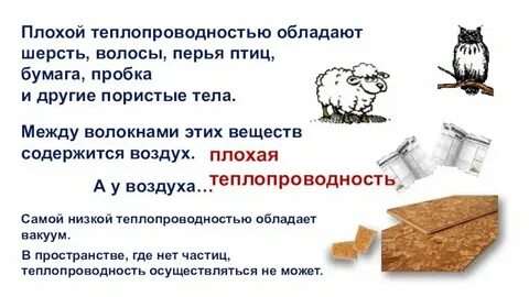 Воздух обладает плохой теплопроводностью