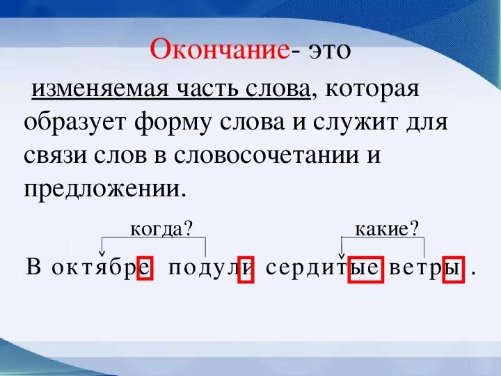 Нулевая основа. Окончание правило 3 класс русский язык. Правило окончание 3 класс школа России. Окончание правило 3 класс. Окончание слова 3 класс.