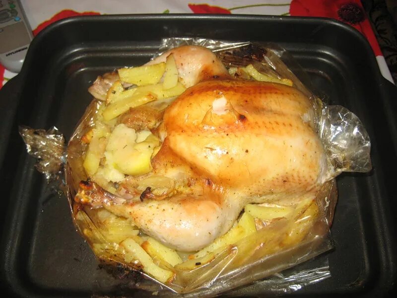 Сколько в духовке готовится курица рукаве