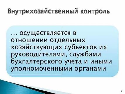 Субъекты внутрихозяйственного финансового контроля