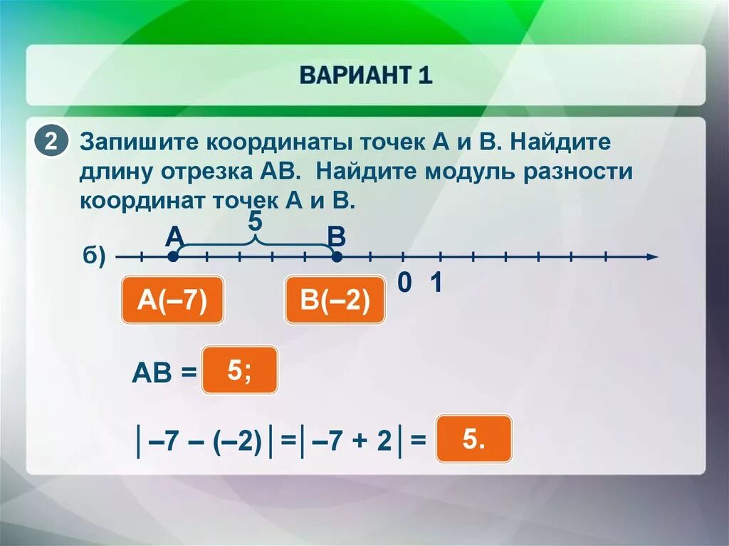 2 число в координате точки
