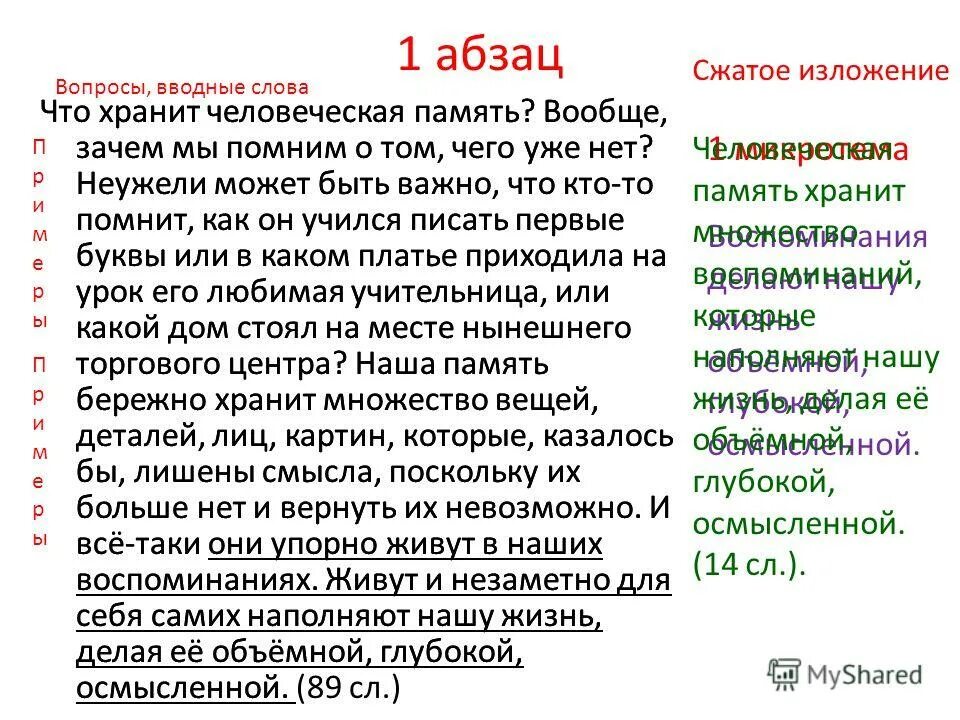 Сжатое изложение в чем польза читать. Изложение память. Что хранит человеческая память текст. Изложение что хранит человеческая память сжатое изложение. Краткое изложение что хранит человеческая память.