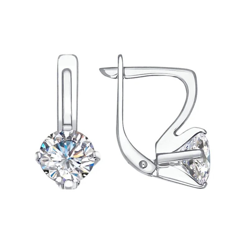 Серьги из серебра с фианитами sokolov. 09232-768108). Серьги из серебра с фианитами sokolov. Серьги с фианитами из серебра (арт. Сережки серебряные sokolov.