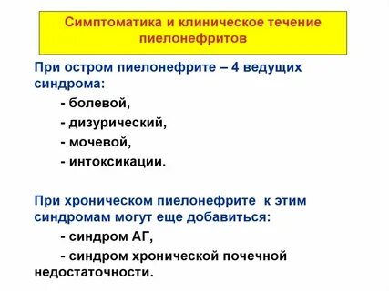 Синдромы пиелонефрита у детей