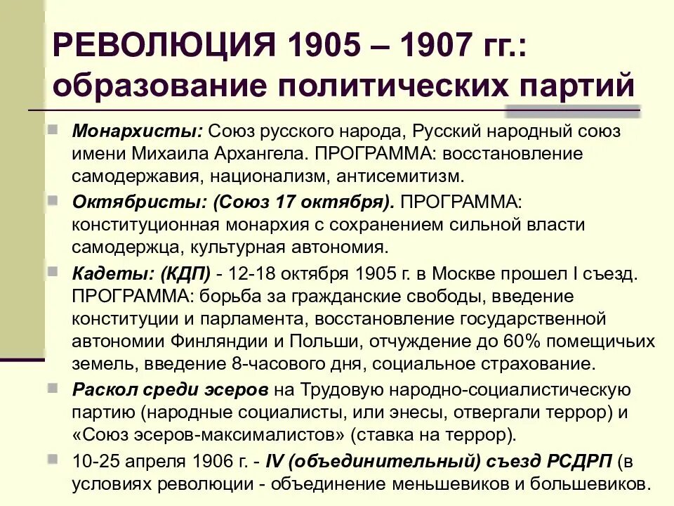 Народная партия россии политические партии россии. Программа партии Союз русского народа 1905. Трудовая партия 1905 1907 политическая партия. Революция 1905-1907 17 октября. Социалистические партии 1905-1907.