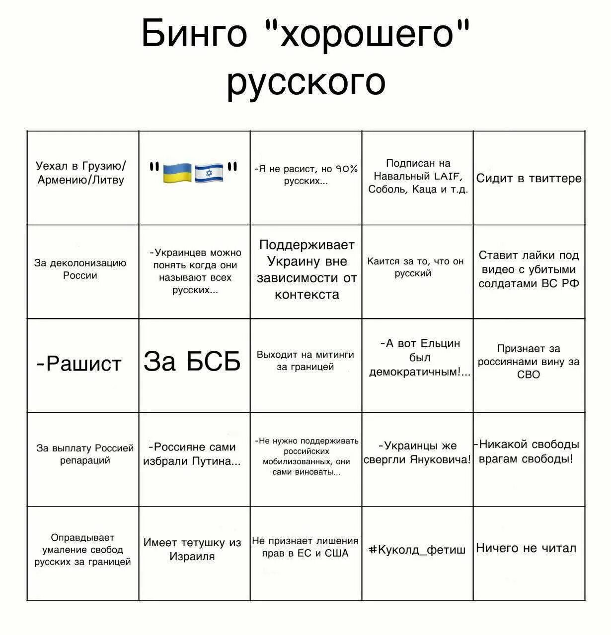 Бинго лучший друг. Бинго либерала. Ватное бинго 2022. Хороший русский бинго. Бинго.