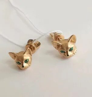 Золотые серьги котята
