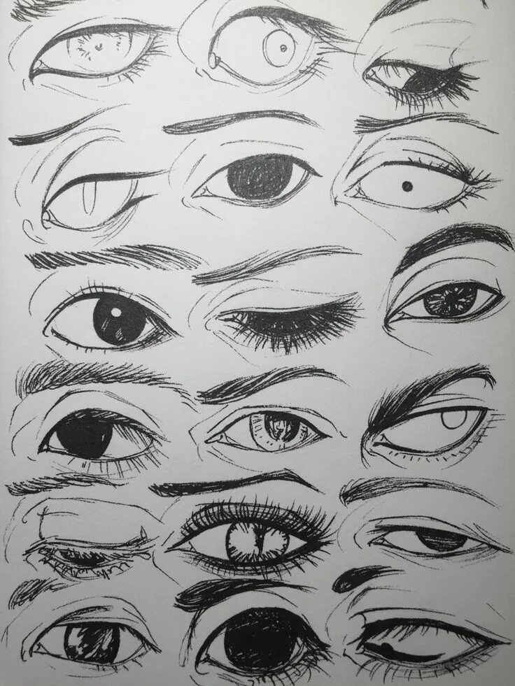 Виды рисунков глаз. Рисовка глаз в разных стилях. Легкий стиль рисования глаз.