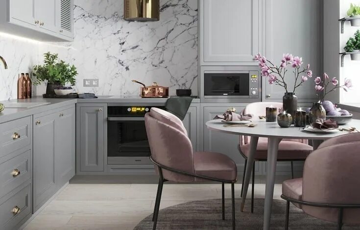 Серые стены кухни фото Сочетание цвета в дизайне интерьера кухни Modern grey kitchen, Grey kitchen floo