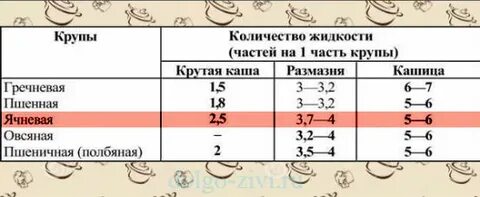 Пропорции ячневой каши