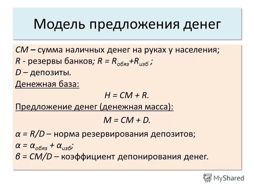 Тест денежная масса. Предложение денег макроэкономика. Моделирование предложения денег. Сумма наличных денег формула. Предложение денег денежная база денежный мультипликатор.