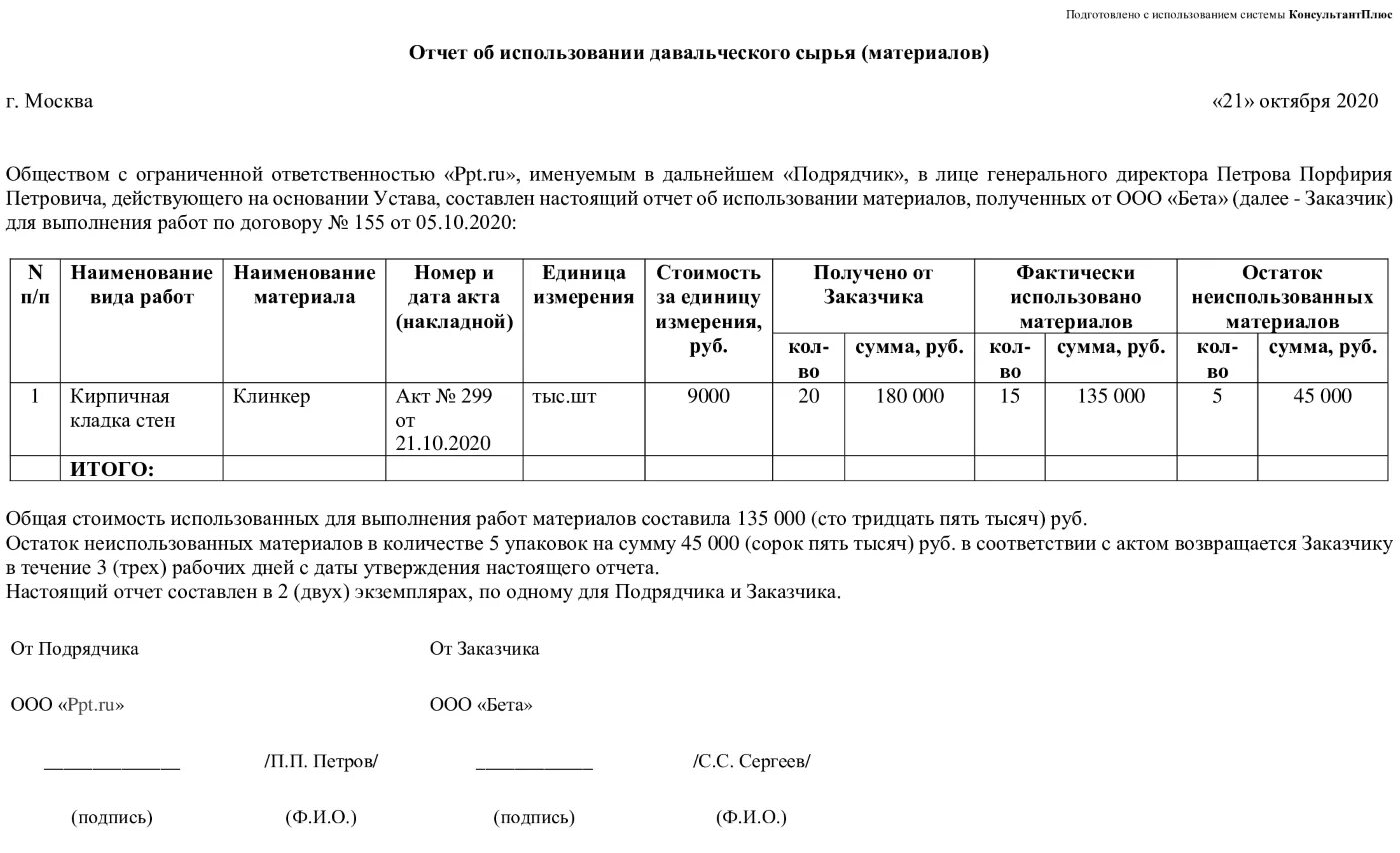 Использование материалов заказчика. Отчет об израсходовании давальческих материалов. акт остатков давальческого сырья. отчет об израсходованных давальческих материалах образец. образец отчета об использовании давальческого сырья материалов.