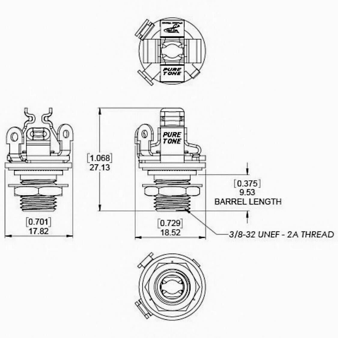 Pure tone. Pure Tone Multi contact output Jack. Output mono Jack Top Sleeve. Puretone.