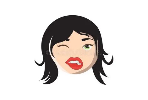 Girl winking and biting her lip. royalty free illustration 