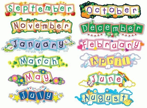 Картинка months. Months of the year cartoon. Months of the year Clipart. Months of the year in English.