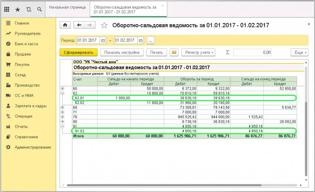 Где в 1с ведомость. Оборотно-сальдовая ведомость по счету 62 в 1с 8.3. Оборотно сальдовая ведомость в 1с 8.3 Бухгалтерия. 1с оборотно сальдовая ведомость по контрагентам. Оборотно-сальдовая ведомость в 1с 8.3.