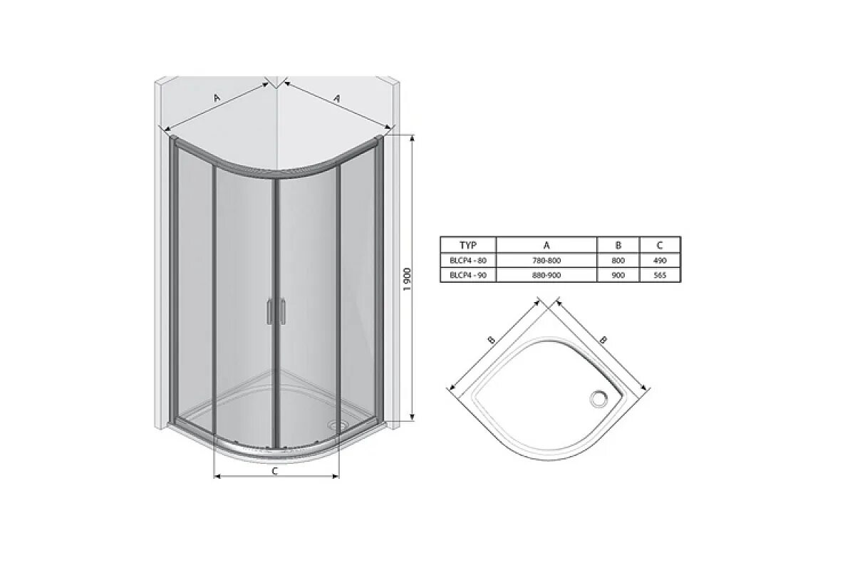 Размеры душевых шторок. Ravak Blix blcp4-90. Душевой уголок Ravak 90х90. Душевая кабина Равак 90 90. Душевой уголок пятиугольный 90х90 открывание вовнутрь.