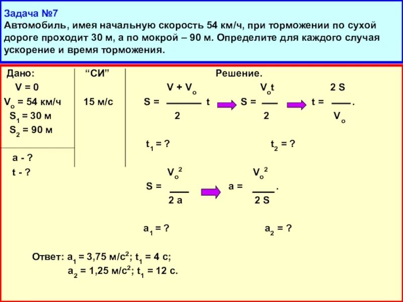 Автомобиль движется 36 км ч. Начальная скорость. Задачи на равноускоренное движение.