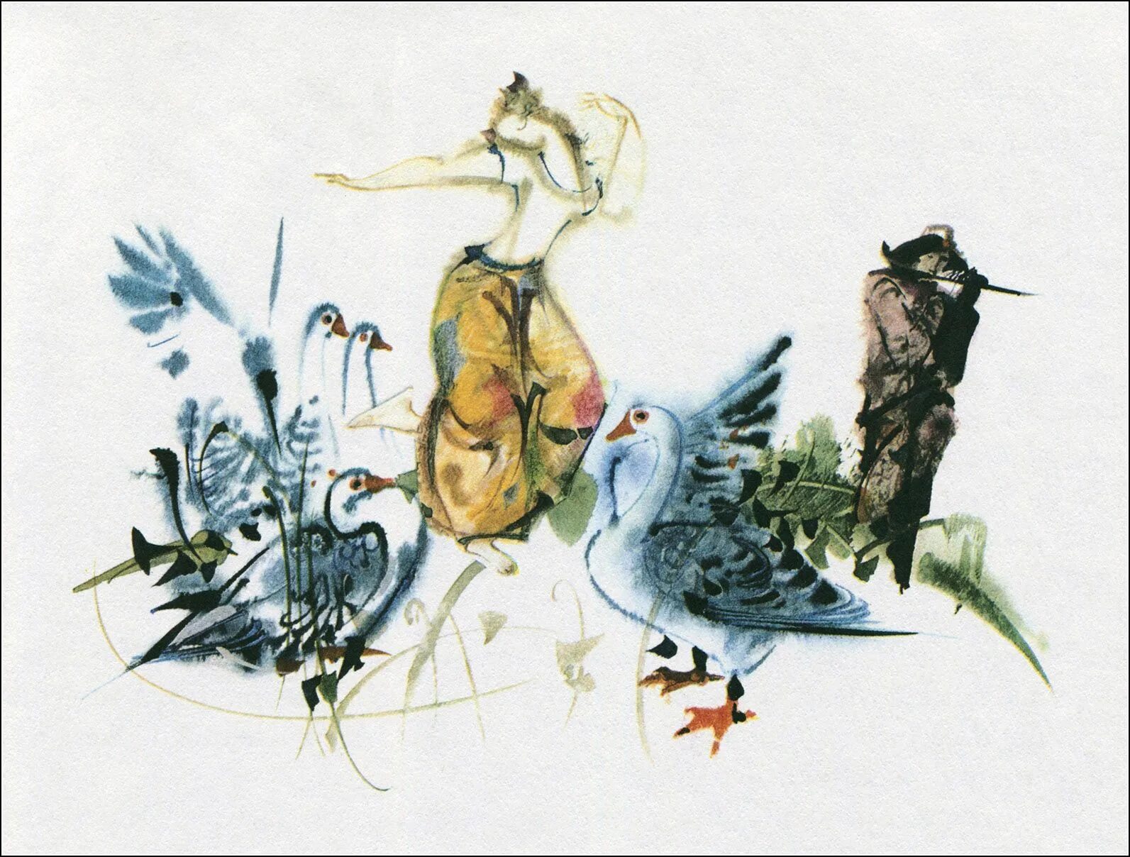 Сказка птицы зажужжали лошади заржали. Мирко Ханак иллюстрации. Иллюстрации Мирко Ханак птицы.