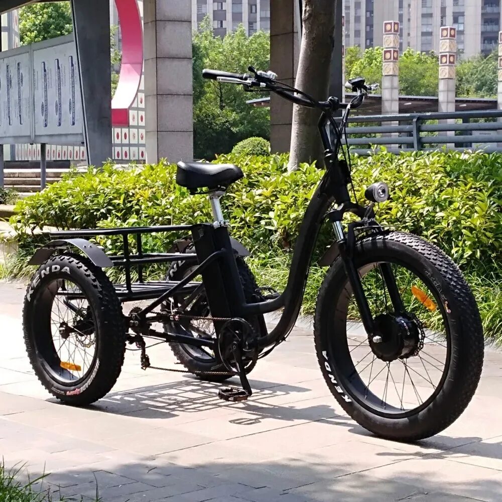 Трехколесный электровелосипед трайк байк 24 электро. Burch Electric fat Tire Tricycle/Trike, 500w 48v Hybrid Bicycle/e-Bike с. Трехколесный грузовой электро фэтбайк. Трехколесный электровелосипед карго 500w.