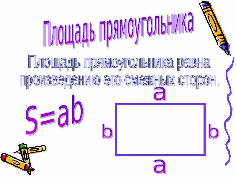 Квадрата равна произведению 2 его смежных сторон. Площади фигур. Площадь прямоугольника равна произведению его смежных сторон. Площадь фигуры прямоугольника. Площади фигур презентация.