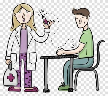 Clip Art Cartoon Picture Of Doctor And Patient Caricatura Medico Y Paciente...