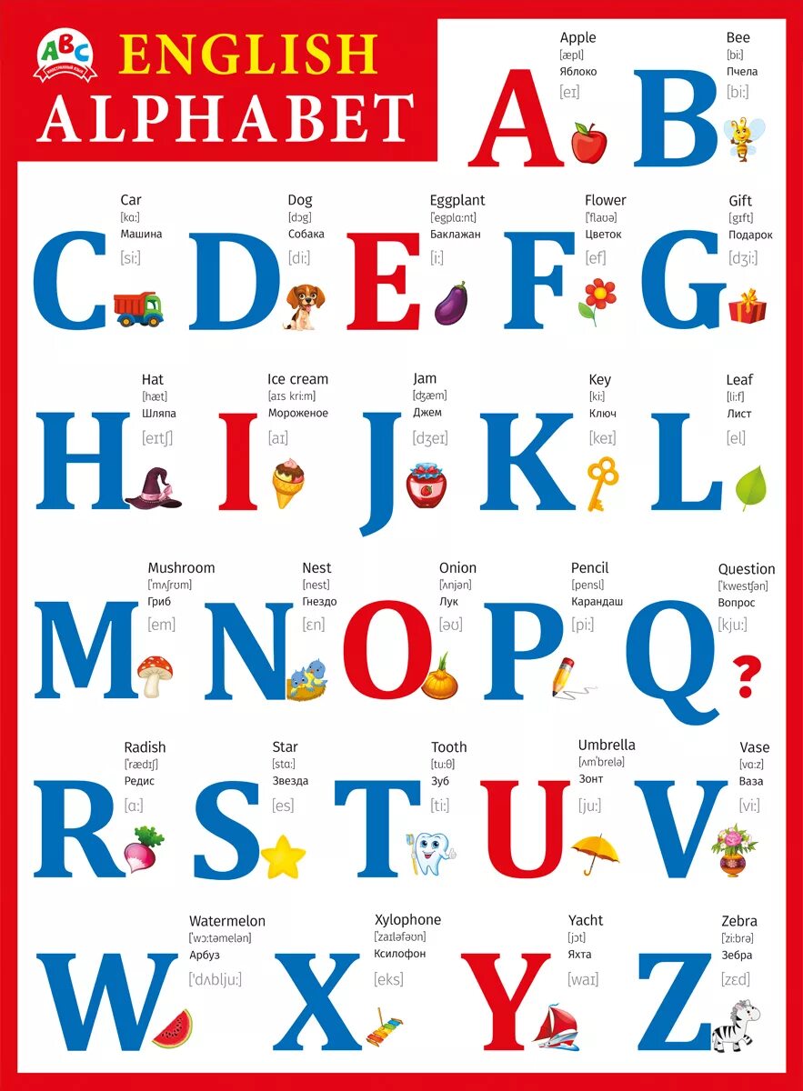 Обучающий плакат А2 (картон), "English alphabet" - купить с доставкой по выгодны