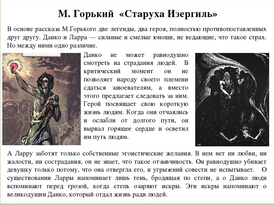 Восстанови порядок эпизодов произведения горького данко. Старуха Изергиль Легенда о Данко. Горький м старуха Изергиль Легенда о Ларре. Легенда о Данко из произведения "старуха Изергиль" м. Горького.