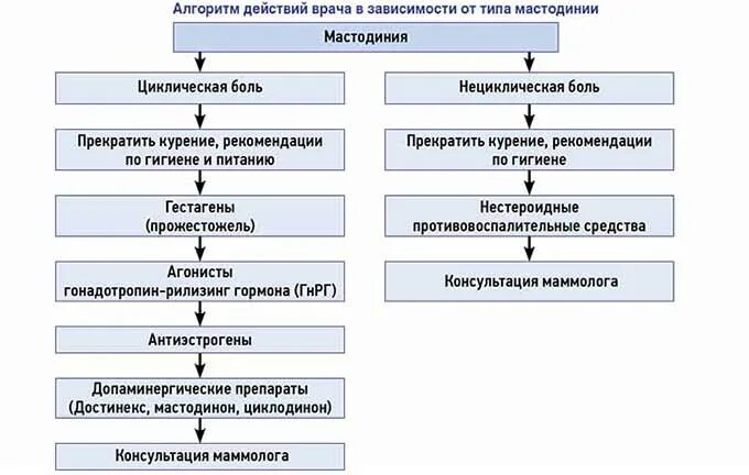 Осмотр молочных желез алгоритм. Циклическая масталгия молочной железы. лечение циклической масталгии (мастодинии). обследование молочных желез алгоритм. лечебная тактика при мастодинии.