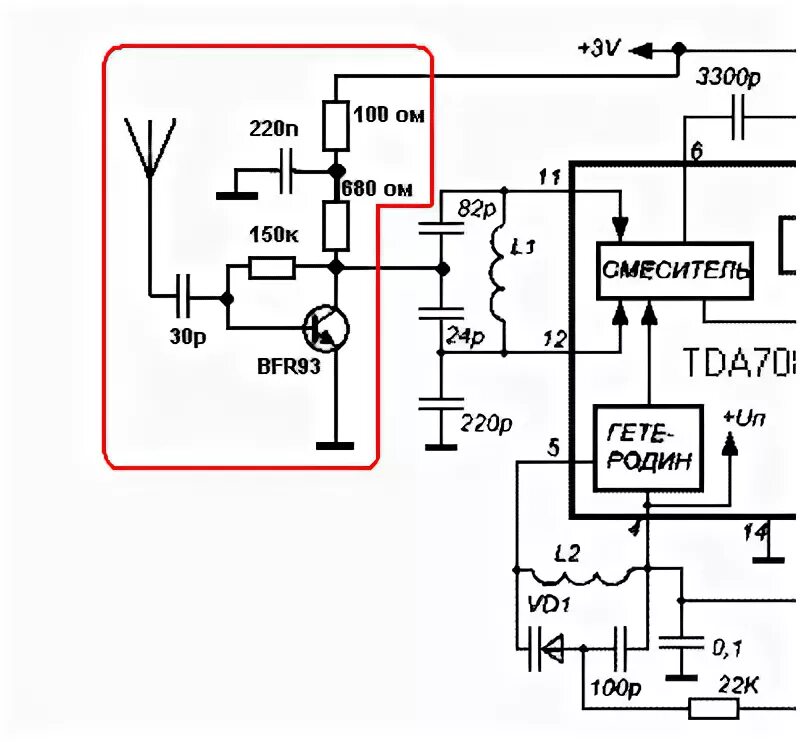 Схема приемника на микросхеме cd9088 Single Chip FM Receiver TDA7012 Fm radio receiver, Electronic circuit projects,