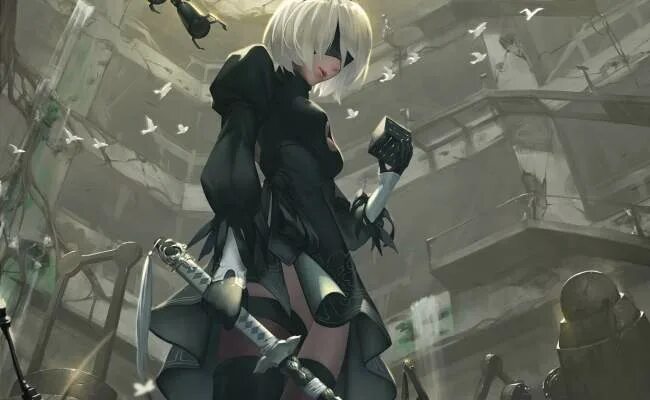 Играл в NieR: Automata? Смотри - сама 2B YoRHa в моей постели