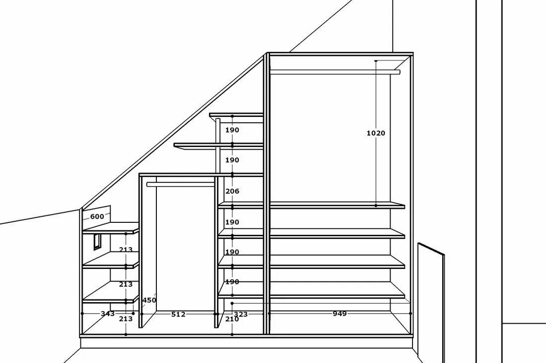 Шкаф pod лестницы razmeri. Проекты шкафов на мансарде. Гардероб чертеж. Гардеробная Размеры.