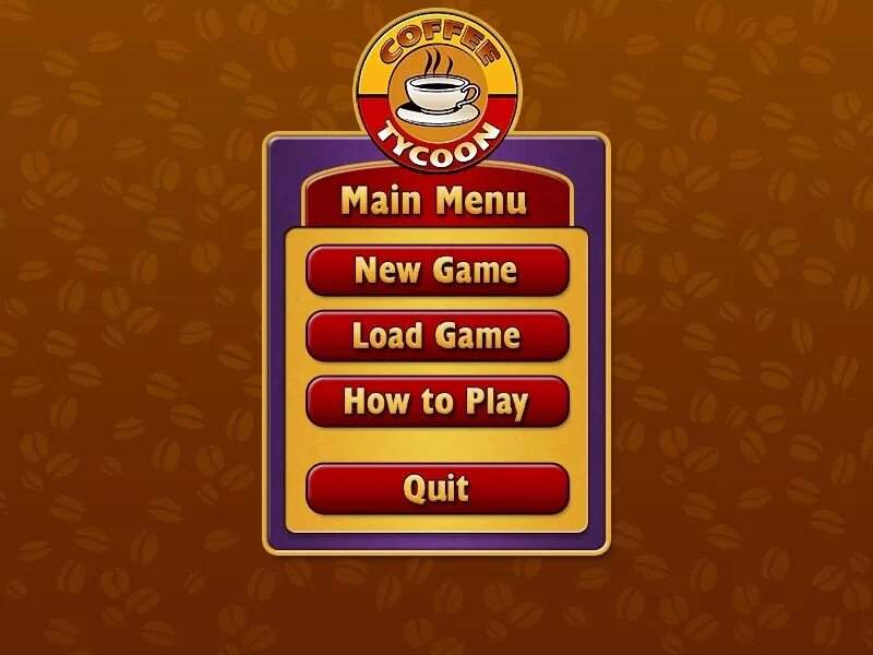 Игра Coffee Tycoon. Меню игры. Игровое меню. Красивое меню для игры. Games main menu