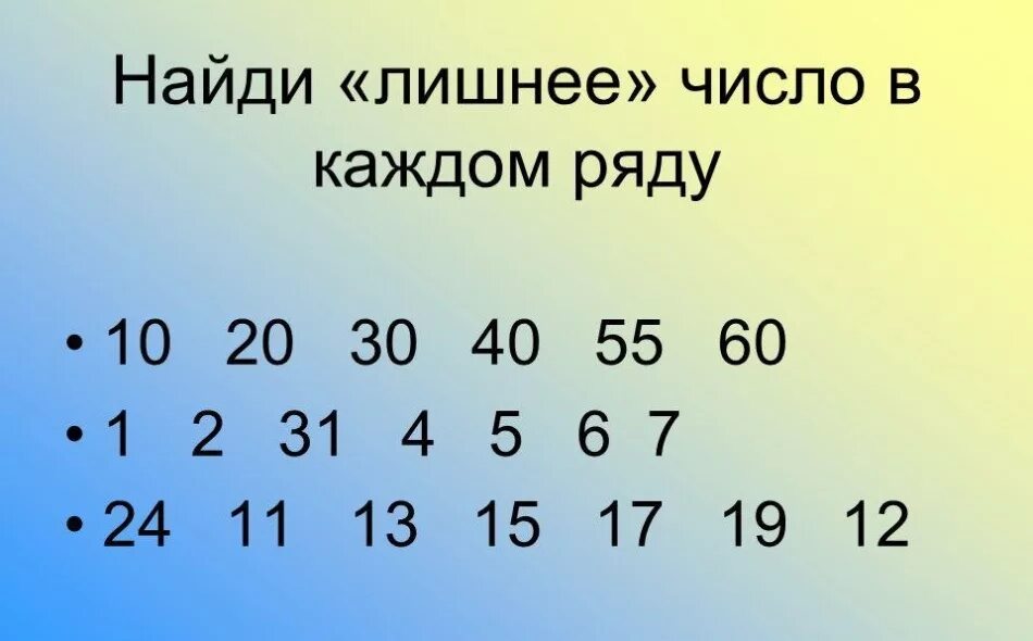 Упражнение найди ошибку 2 класс. Найди лишнее число. Найди лишнее число для дошкольников. Найди лишнее число 1 класс. Задания на внимательность математика.