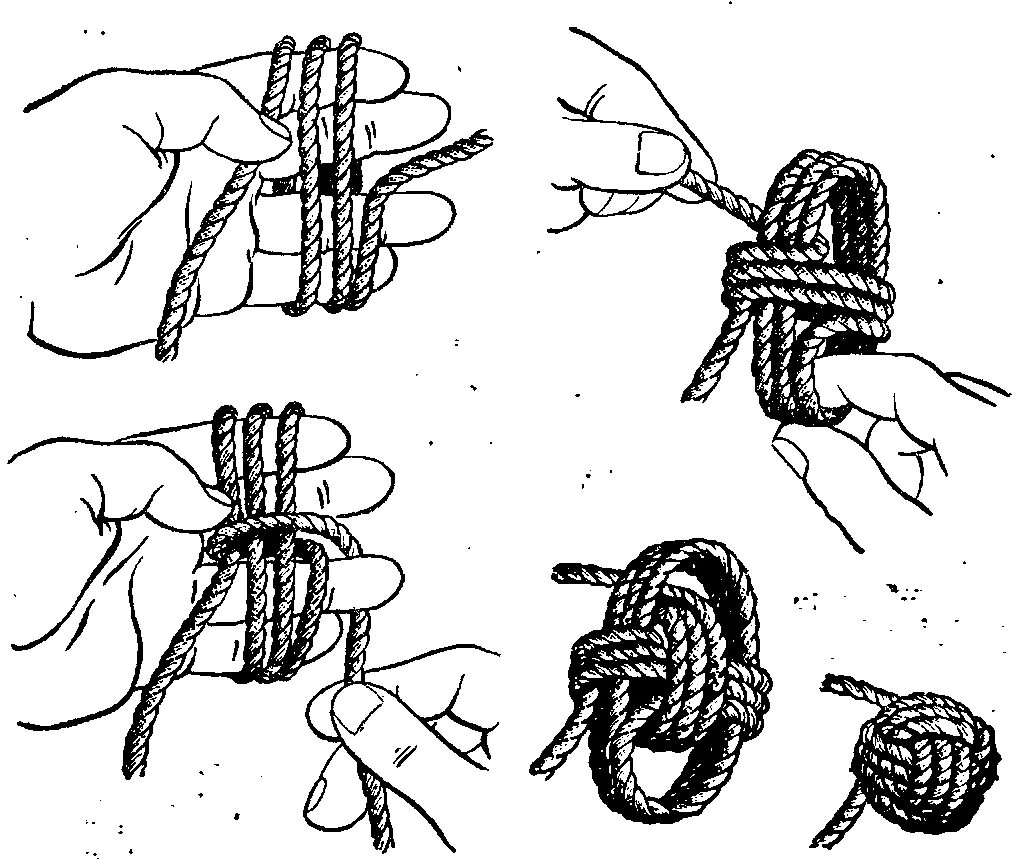 Монтажный узел веревки. Узел для выброски швартовых. Схема завязывания морского узла. Морские узлы схема вязки. Самодельные узлы