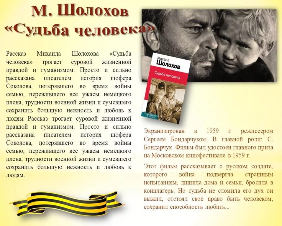 Судьба человека шолохов краткое содержание в сокращении. Шолохов судьба человека книга. М. Шолохова «судьба человека».