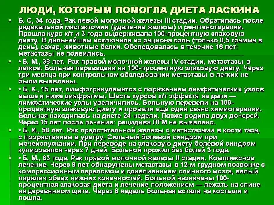 Еда после химиотерапии