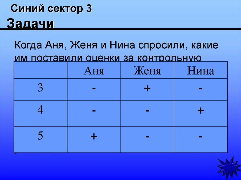 Задача синее и белое