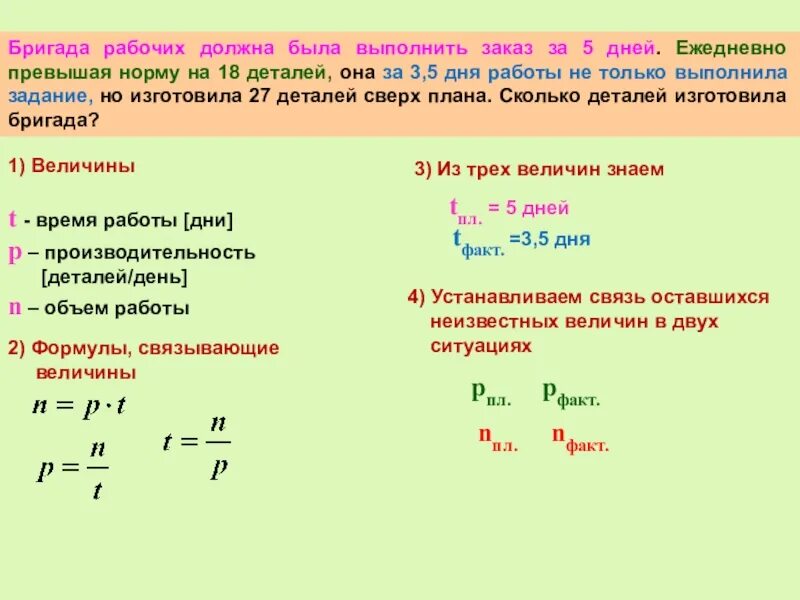 Задание на рабочую смену. Задача на изготовление. Определите необходимое количество работников в бригаде. Производительность бригады. Бригада должна была выполнить.