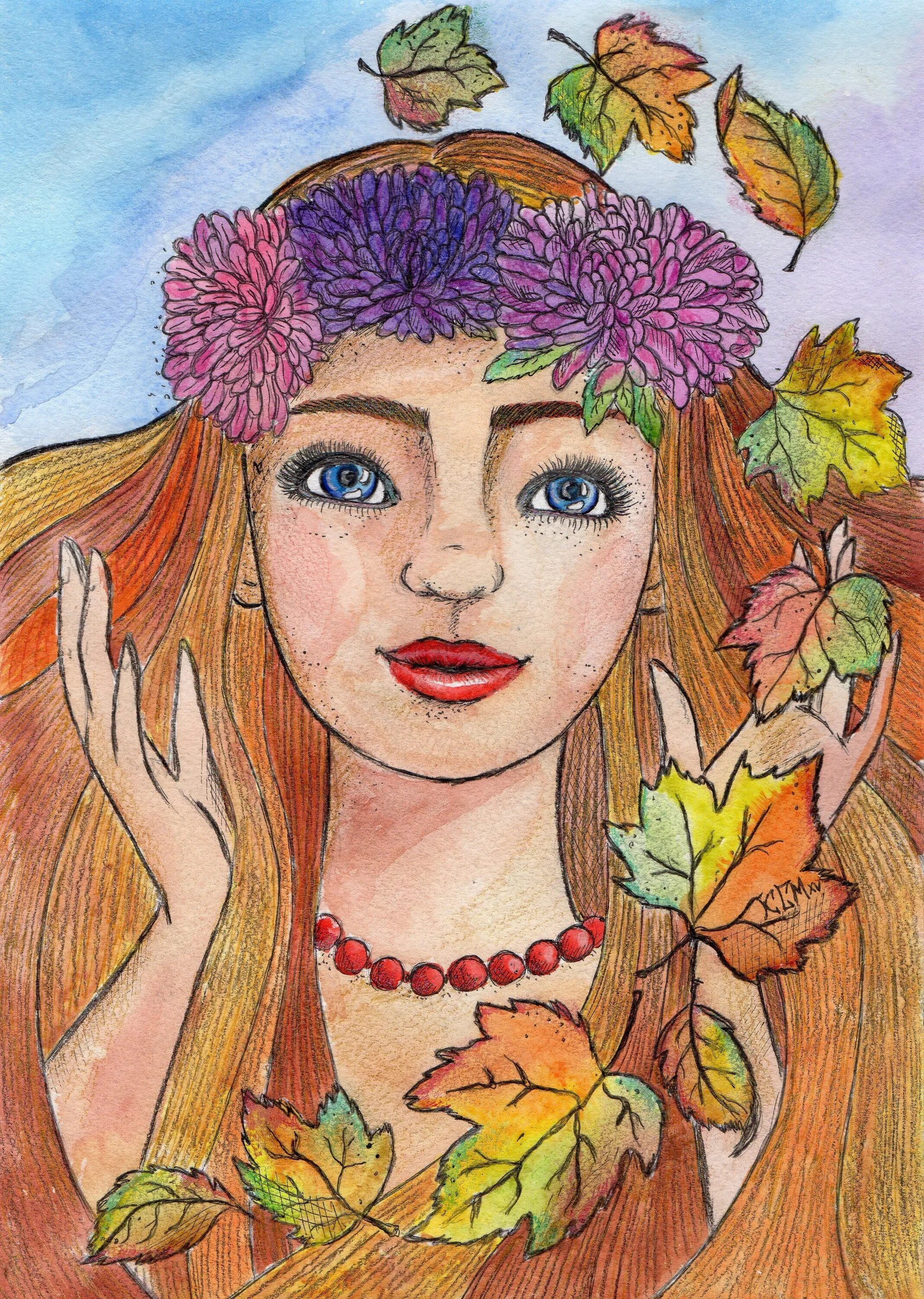 осенние арты для детей. рисование девушка весна. красавица весна. девушка с бабочкой вышивка. летняя девушка нарисованная.