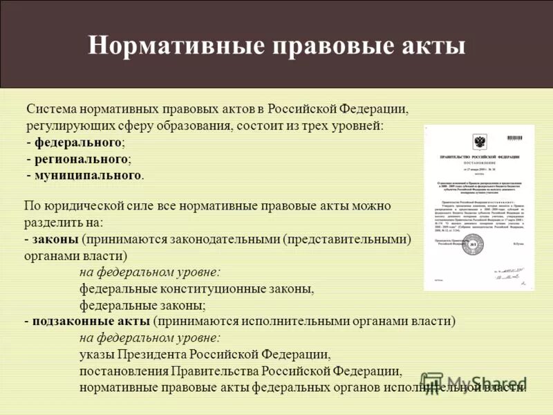 Нормативно правовой акт образовательного учреждения