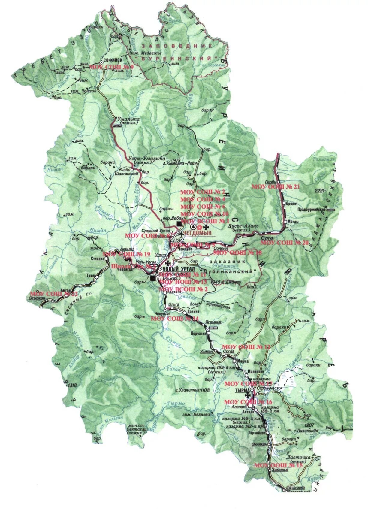 Поселок чегдомын верхнебуреинский район хабаровский край. Карта верхнебуреинского района хабаровского края реки. Карта верхнебуреинского муниципального района. Карта верхнебуреинского района хабаровского края. Новый ургал.