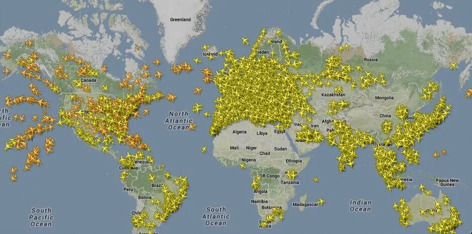 Карта мировых полетов