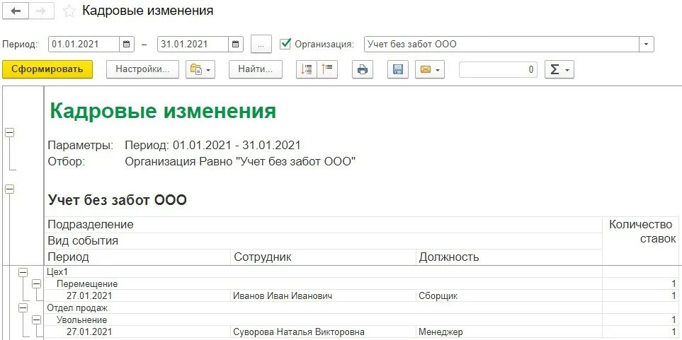 Отчеты кадрового учета