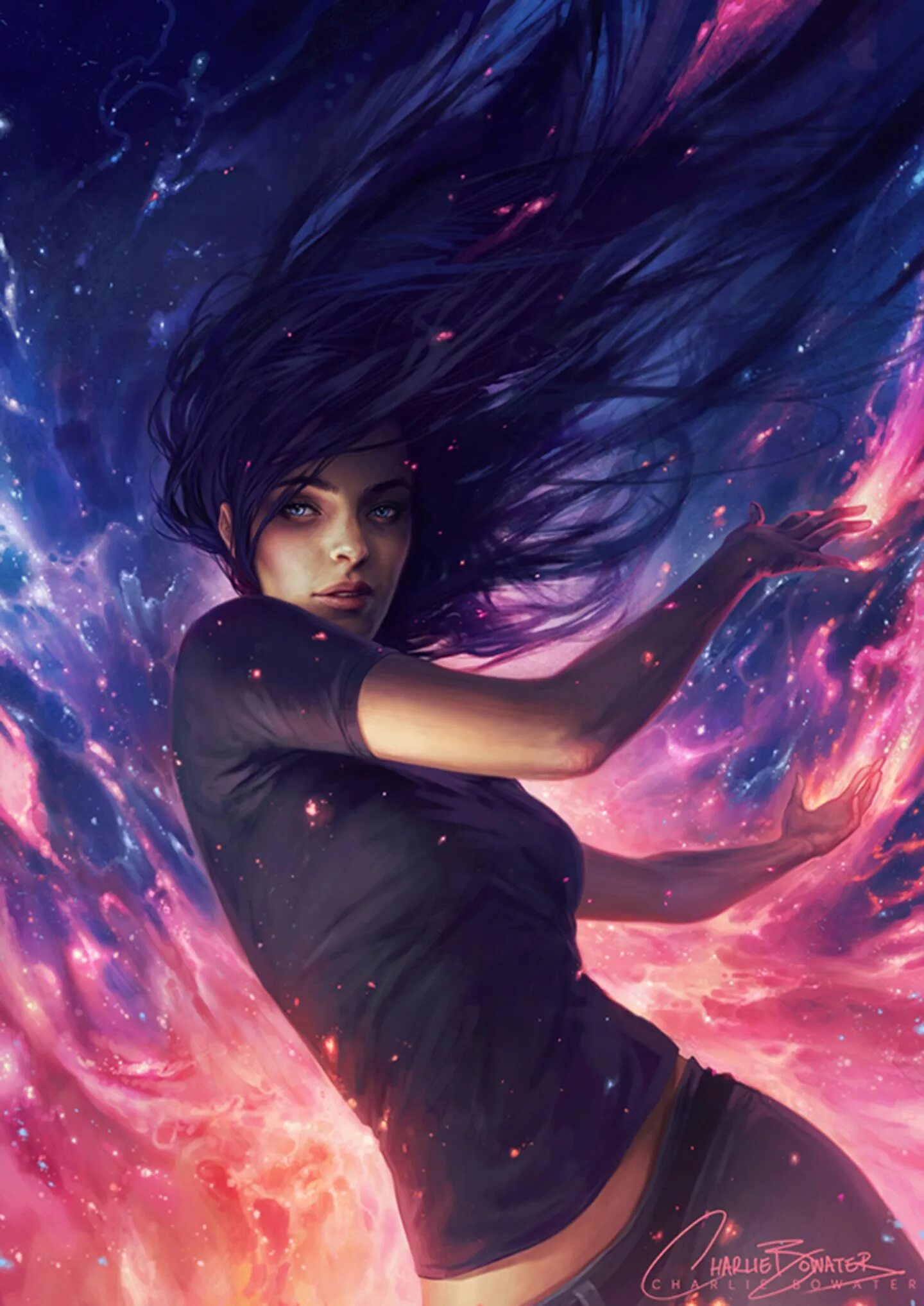 Арт картинки. Charlie Bowater. Космическая девушка. Красивые арты. Девушка арт.