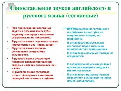 Соотношение русской и английской