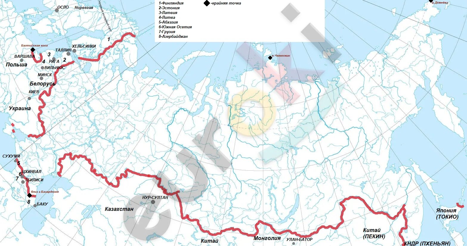 Крайние материковые точки россии 8 класс. Гора Базардюзю на карте. Гора Базардюзю на карте контурной карте. Гора Базардюзю крайняя точка на карте. Карта географическое положение России мыс.